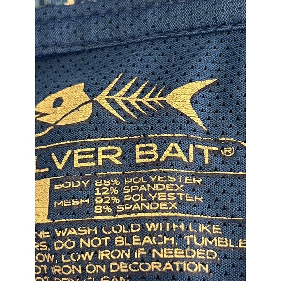 Silver Bait Fishing Shirt Men’s Sz L 1/4 Zip Vented Mesh Back Blue Zip Pocket - Picture 9 of 9
